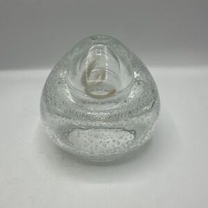 Poland Art Glass Bubble Sphere Oil Lamp Bud Vase Blown Glass Decor 4.5"